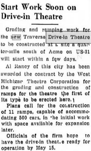 Traverse Drive-In Theatre - Dec 1949 Article On Construction (newer photo)